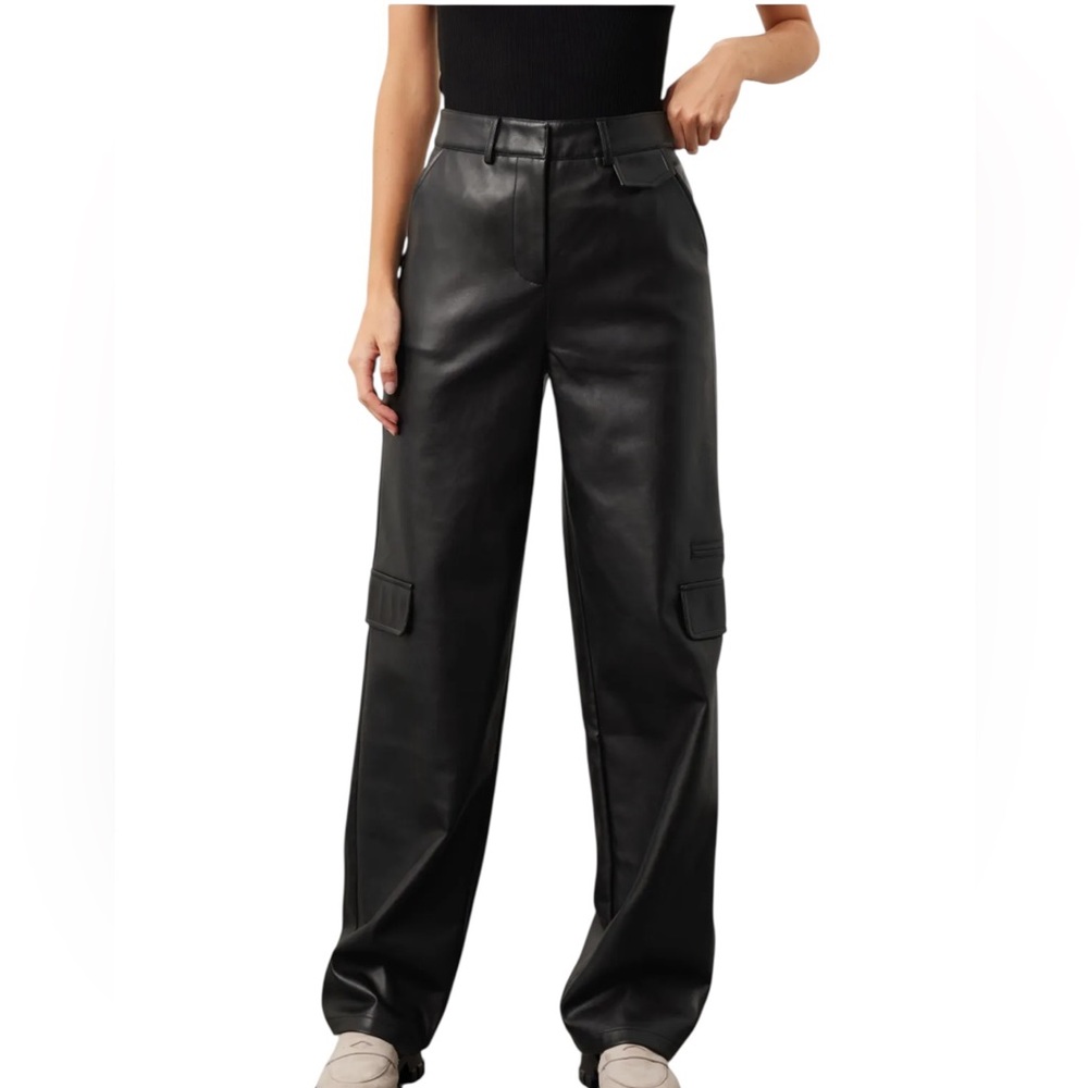 Louna- Faux Leather Cargo Pants black xxl